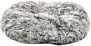Bobby Poilu Extra Soft Plush Dog Cushion, Non Slip Donut for Dogs and Cats, Machine Washable, Black/White, 65 x 56 x 20 cm