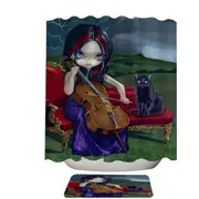 Cello Storm Gothic Beautiful Girl and Her Cat Shower Curtain