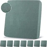 Newwiee 8 Patio Stretch Sofa Cushion Covers Outdoor Cushion Covers Replacement Couch Slipcovers Sofa Seat Cover Soft Chair Cover Furniture Protector for Pet (Dark Green)