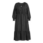 TERRA & SKY - VARIOUS SIZES - Black Peasant Tiered Long Sleeve Maxi Dress - NEW!