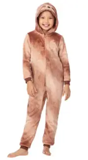 Saint Eve Youth Kids Blanket Sleeper pajama brown plush sloth size 7/8
