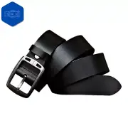 GENUINE LEATHER Mens Black Waistband Strap Hypoallergenic Pin Buckle Male Belt