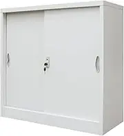 Office Cabinet with Sliding Doors, Filing Cabinet with Adjustable Shelf for School and Office, Metal, 35.4"x15.7"x35.4"