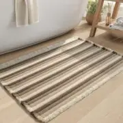 Striped Bath Mat Rug, Super Absorbent Non Slip Bath Mats for 24" x 36" Brown