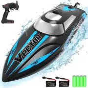 20MPH Fast RC Boat for Adults 2.4Ghz Remote Control Boat for Pools and Lake with 2 Rechargeable Batteries Toys Black