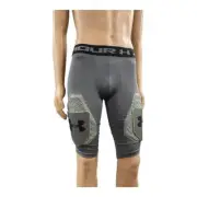 NWT Under Armour Gameday Grey Gray Neon Green Compression Shorts Girdle LARGE