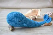 Amigurumi Crochet toy Whale Baby rattle Ocean themed room decor Teether Toddler