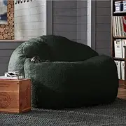 Giant Bean Bag Chair Cover,1/2 Seat Big Bean Bag Sofa Bed Pouf No Filling Stuffed Giant Beanbag Ottoman Relax Lounge Chair Tatami Futon Floor Seat Furniture (Color : Dark Green, Size : 135cm-cover)