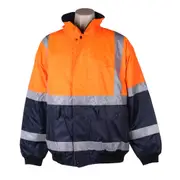 FRONTIER Hi-Vis Fleece Pilot Jacket with Reflective Tape - Orange & Navy