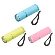 9 LED Glow in Dark Flashlight, 3 Pcs Mini Aluminum Flashlight (Blue/Pink/Yellow)