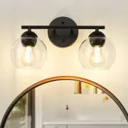 2-Light Black Bathroom Light Fixtures over Mirror, Globe Bathroom Vanity Lights