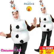 Boys Olaf Plush Costume Padded Top Kids Disney Frozen 2 Fairy Tale Snowman Child