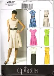 Vogue Options V8667 Misses 8 to 14 Lined Princess Seam Dress Sewing Pattern