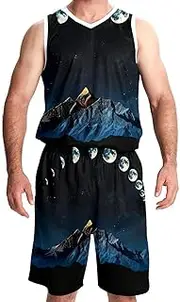 [KQNZT] Basketball Jersey, Personalized Jersey, Men's Athletic Basketball Jerseys, Night Mountain Moon Phases
