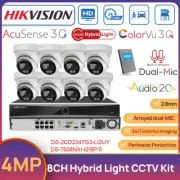 Hikvision 8CH 4K NVR 4MP Hybrid Light IR CCTV Camera System ColorVu 3.0 Dual MIC