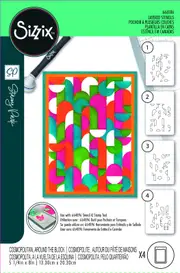 Sizzix A6 Layered Stencils 4PK Cosmopolitan, Around the Block by Stacey Park