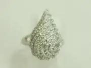 Cute Ladies 83 stone Pear Shape Ring Cubic Zirconia Sterling Silver size 6