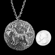 Scotty Dog Hidden Locket Necklace Scottish Terrier Vintage Pillbox Stash Pendant