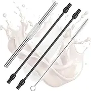 Milk Hose Compatible with Siemens eq6, 2 Milk Hoses, Stainless Steel Milk Tube and Cleaning Brush Set Replacement Part of Siemens Fully Automatic Coffee Machine eq6 Plus S700, Bosch Veroaroma Fully