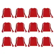 12pcs 100% Cotton Reusable Drawstring Bags, 3x4" Dust Bags, Red