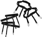 [WESIEVYA] 4pcs Non-slip Shirt Stays Belt for Men Women Elastic Garters with Metal Clips Adjustable Leg Suspender Belt