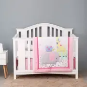 New Baby Girls 3 Pieces Pink Jungle Animals Nursery Bedding Crib Cot Sets