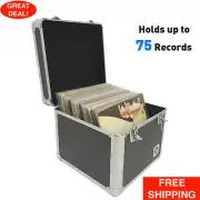 Vinyl Record Album Storage Box Case Aluminum Lp Crate Holds 75 Records Classic
