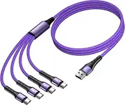 [SIQIWO] Multi USB C Cable Fast Charging, [1.2M/QC 3.0/3A] USB C Splitter Cable, 4 in 1 Charger Cord with 4 Type C Ports, for iPhone 16/15 Series, iPad Air/Pro, Samsung Galaxy S24 S23, Pixel, Sony, PS5