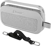 [TXesign] Silicone Case Cover for Bose SoundLink Flex Bluetooth Portable Speaker Travel Protective Carrying Pouch with Handle for Bose SoundLink Flex (White Smoke)