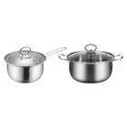 Soup Pan Milk Pan with Glass Lid Frying Pan Ergonomic Handle Saucepan Kitchen