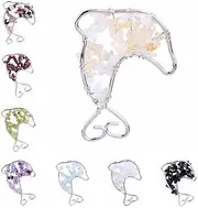 [MCWJ] Chakra Crystals Healing Stone Chips Beads Handmade Stainless Steel Alloy Wire Dolphin Shape Pendant