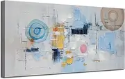 Arjun Modern Abstract Painting with Dynamic Colors and Unique Patterns, 40"x20" Canvas Wall Art, Contemporary Style Artwork for Home Office Wall Décor
