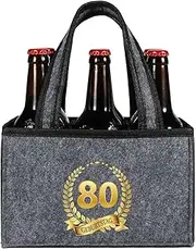 [KHstylehoo] Gifts for 80th Birthday Man, Birthday Gift for Men, 80th Birthday Man Bottle Bag, 80th Birthday Gift for Men, Men's Handbag Beer for 80 Years Old Father, Husband, Gray, 80. Geburtstag, Men's Handbag
