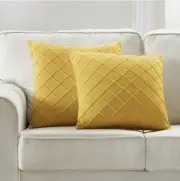 Longhui bedding Velvet Throw Pillow Covers 18*18 Inches Set Of 2 Yellow