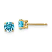 14k Yellow Gold 5mm Blue Topaz Earrings