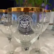 Vintage Set of 4 House of Representative Wine Glasses w Gold Rims