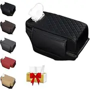 1 Pcs Memory Foam Car Armrest Cushion, Leather Car Armrest Box Pad, New Car Center Console Cushion, with Pocket and Tissue Box for Most Cars Black New Car Center Console Cushion