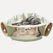 Cat Tunnel With Soft Cushion Bed, Plush Material House and Cave, Interactive Toy Maze for Multiple Fun, Mat