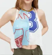UO BDG Field Mesh Tank Top Spliced Basketball Jersey M Crop Relaxed Crew NWT $55
