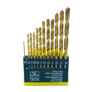 13 Piece HSS Titanium Drill Bits Round Shank