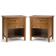 Home Square 2-Piece Wood 24" Transitional Bedside Nightstand Table Set