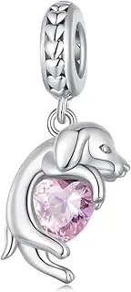 [Teleye] Golden Retriever Pendant Charm 925 Sterling Silver Charm Fits For Pandora Bracelet Necklace,BSC799, Cubic Zirconia, Created Cubic Zirconia
