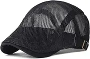 [KIAZHAO] Newsboy Hats for Men Summer Mesh Breathable Berets Men Women Casual Outdoor Adjustable Newsboy Herringbone Caps GOL