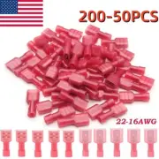 100 Nylon Female Male Insulated Spade Crimp Terminal Wire Connectors 22-16AWG