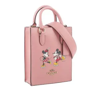 【COACH】Disney X Coach 米奇米妮溜冰圖案迷你二用琴譜包(淺腮紅粉)