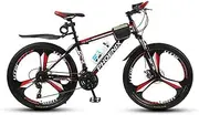Mountain Bike Unisex Mountain Bike 21/24/27 Speed ​​High-Carbon Steel Frame 26 Inches 3-Spoke Wheels with Disc Brakes and Suspension Fork,Bl