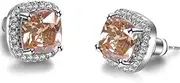 [Jude Jewelers] Platinum Rose Gold Plated Cluster Style Simulated Cubic Zircon Fire Opal Stud Earrings