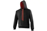 Awdis Varsity Hooded Sweatshirt / Hoodie (Jet Black / Fire Red) - UTRW165