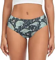 [SAAKE] Manatee Animals Print Women's Briefs XS S M L XL XXL 3XL 4XL Plus Size Briefs Bikini Ladies Underpants