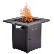 Unbranded Outdoor Propane Fire Pit Table 28" Metal Square Rust Resistant Brown
